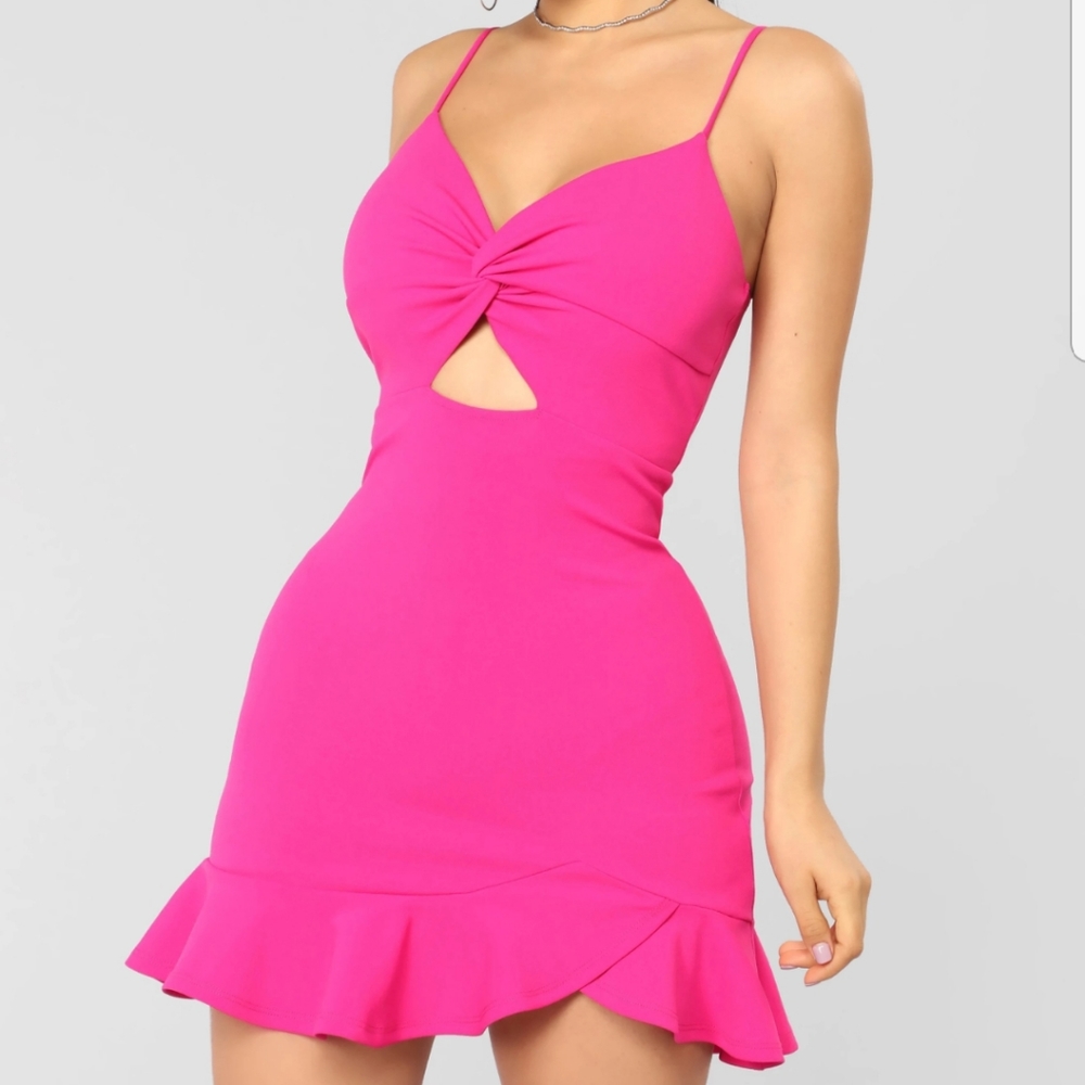 Hot Pink Flounce Party Dress